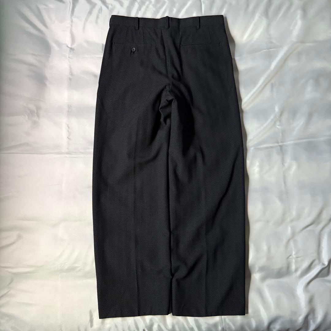 00s old 織柄 ダークグレー ツータック ウール ワイドスラックス