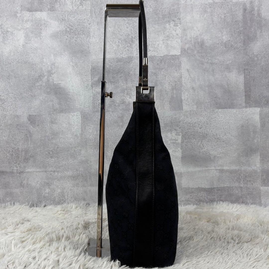 美品 GUCCI キャンバス レザー ワンショルダーバッグ GG 肩掛け 黒