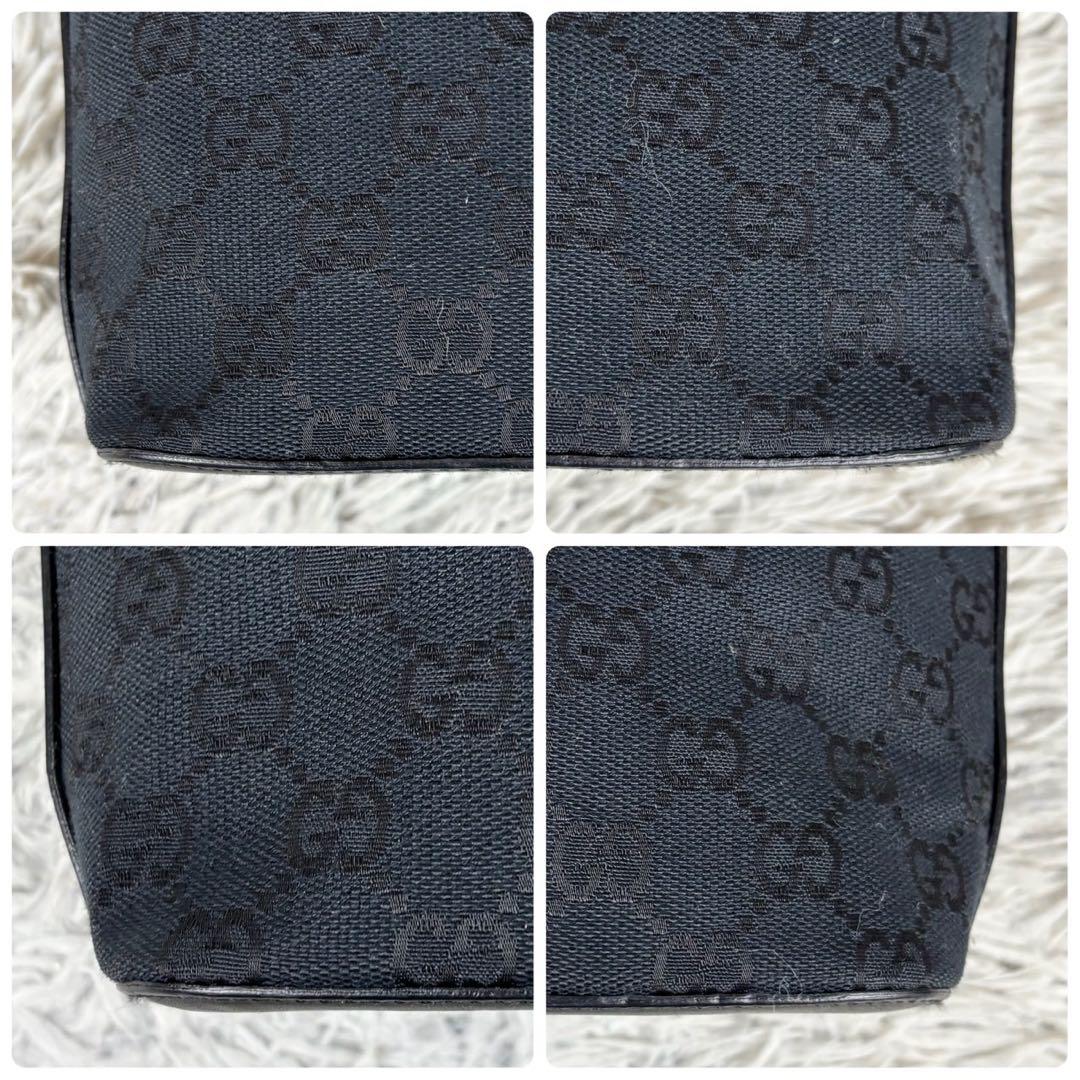 美品 GUCCI キャンバス レザー ワンショルダーバッグ GG 肩掛け 黒