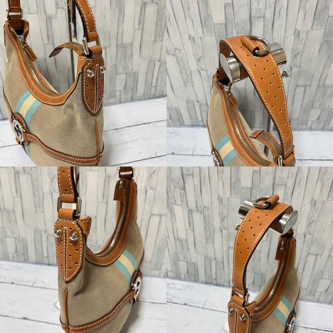 【希少カラー】グッチ インターロッキング ショルダーバッグ レザー キャンバス