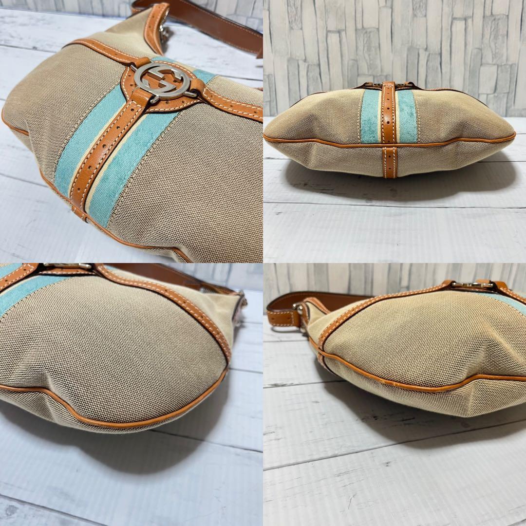 【希少カラー】グッチ インターロッキング ショルダーバッグ レザー キャンバス