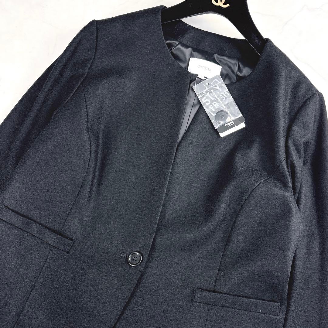 希少3XL 新品タグ付 未使用 アンタイトル ノーカラージャケット 高機能 黒