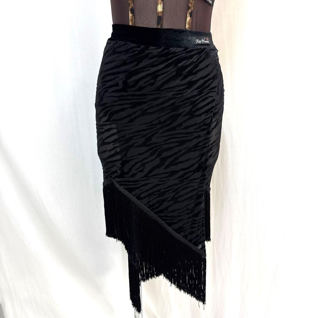 Y5768★S 茶色 黒 アニマル柄 フリンジ ラテンドレス 社交ダンス