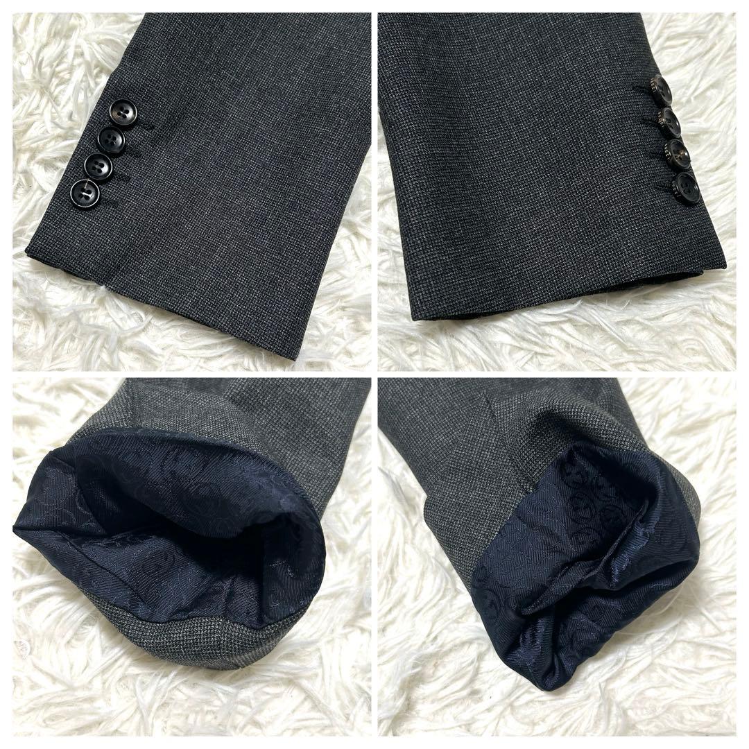 グッチ　スーツセットアップ　46R グレー系　裏地総柄　インターロッキング