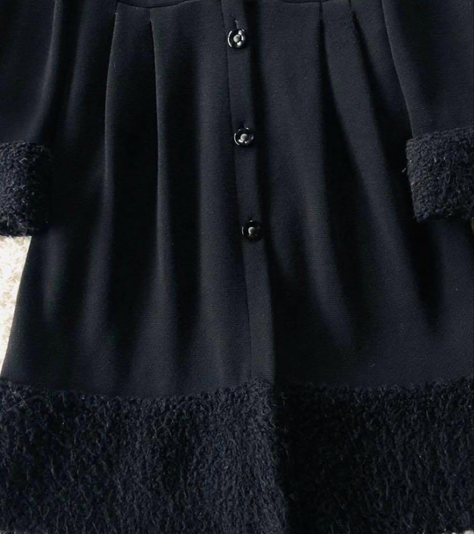 マックスマーラ ボアニットコート カシミヤ Aライン 銀タグ ブラック L