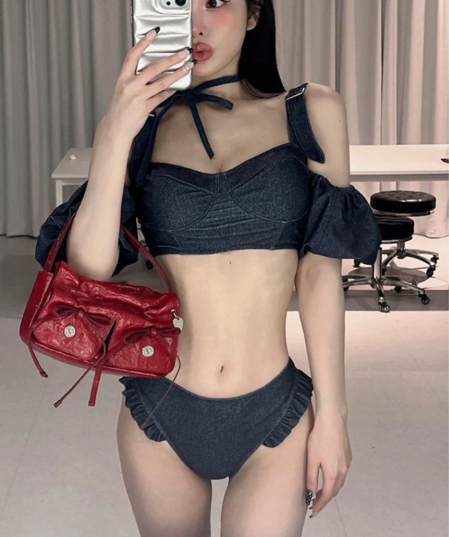 Darich♥︎ ベルトデザインハイウエストデニムビキニ