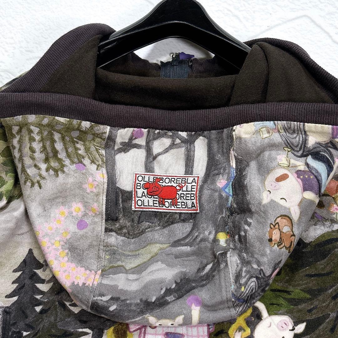 アルベロベロ　ジップパーカー　ぶたさん　総柄　ロゴジップ　フード　羽織り