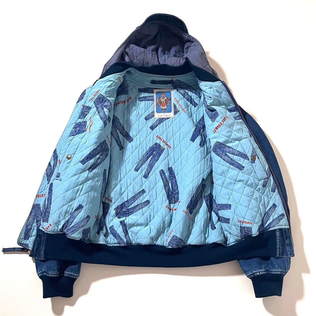 【良品】カールヘルム　デニム ジャケット　着脱フード 2WAY　ロゴ刺繍　MA1