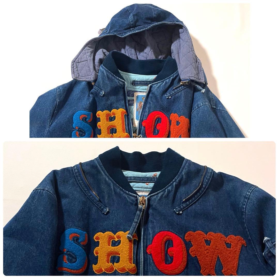 【良品】カールヘルム　デニム ジャケット　着脱フード 2WAY　ロゴ刺繍　MA1