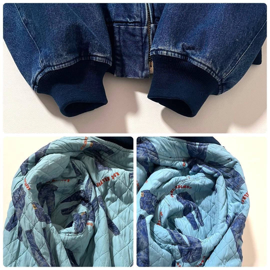 【良品】カールヘルム　デニム ジャケット　着脱フード 2WAY　ロゴ刺繍　MA1