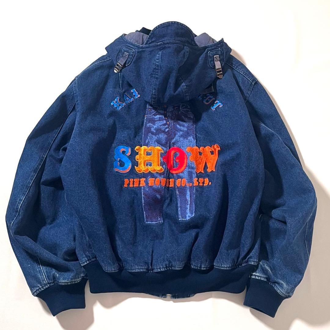 【良品】カールヘルム　デニム ジャケット　着脱フード 2WAY　ロゴ刺繍　MA1