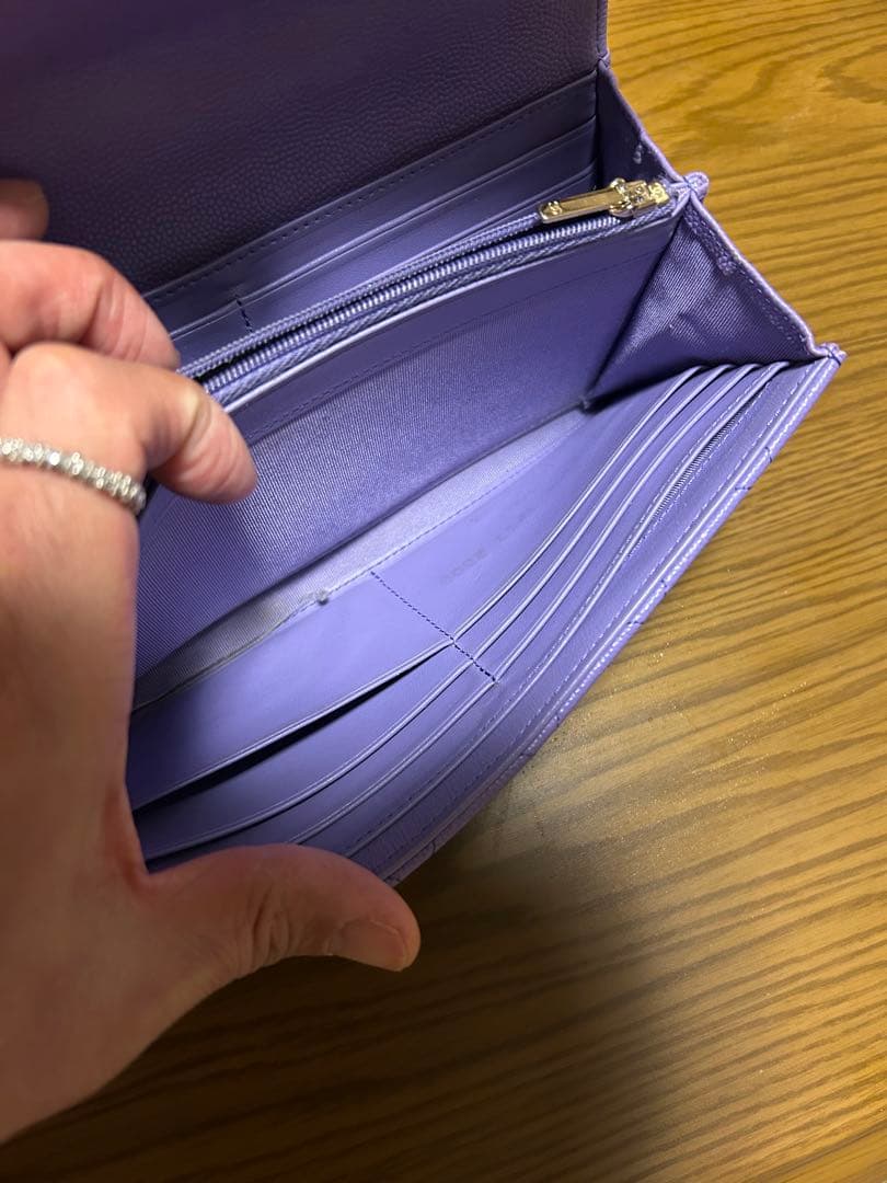 CHANEL パープル キルティング 長財布