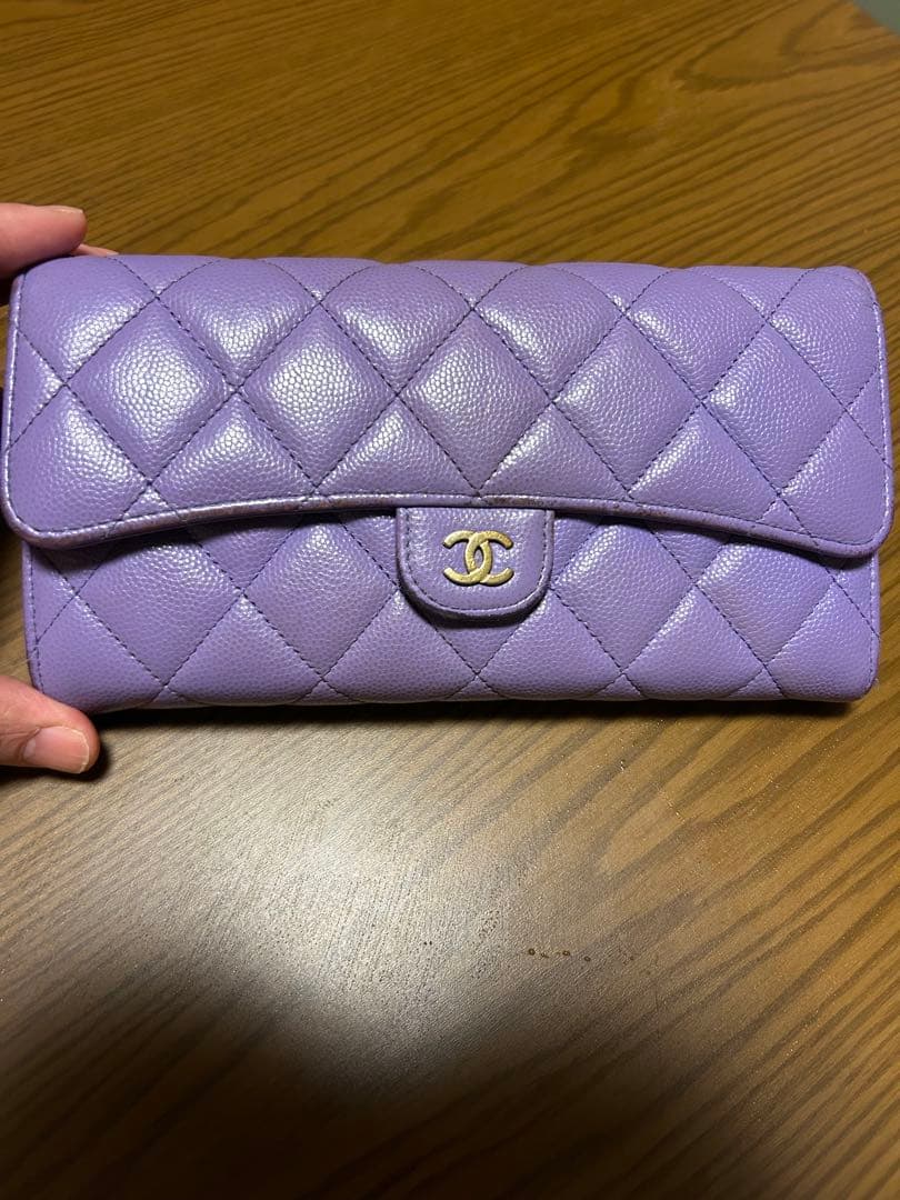 CHANEL パープル キルティング 長財布