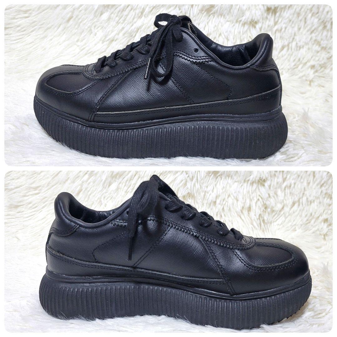 極美品❤️オニツカタイガー デレシティ オールブラック レザー 厚底 24