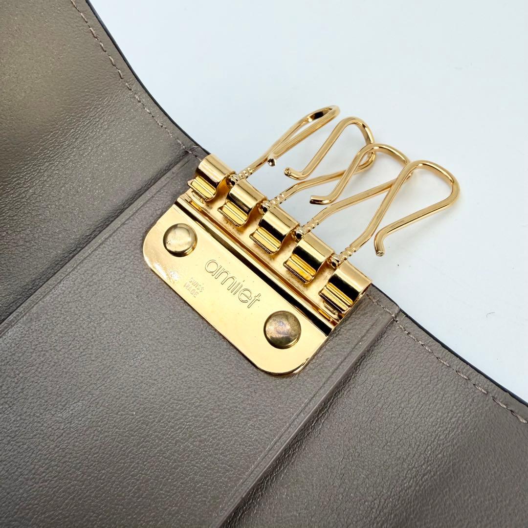 【極美品】希少限定色 ボナベンチュラ シュリンクレザーキーケース 紺 スリム