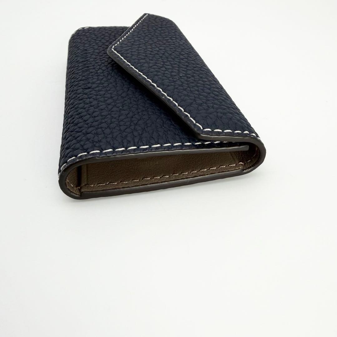 【極美品】希少限定色 ボナベンチュラ シュリンクレザーキーケース 紺 スリム