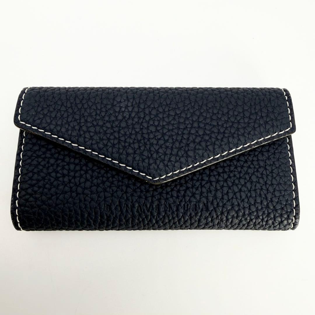 【極美品】希少限定色 ボナベンチュラ シュリンクレザーキーケース 紺 スリム