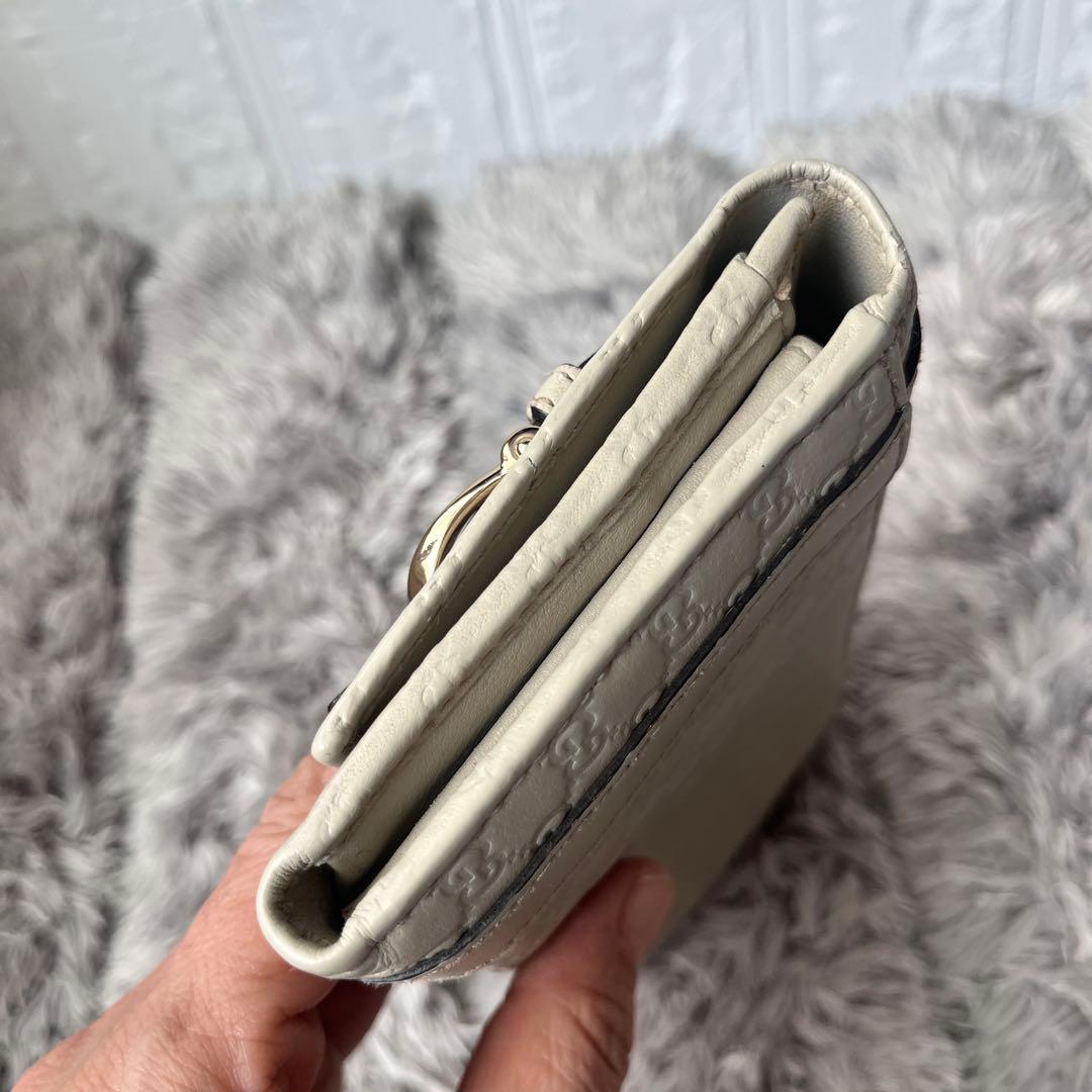 良品✨GUCCI マイクロシマ　ニース　長財布　ゴールド金具　ホワイトグレー