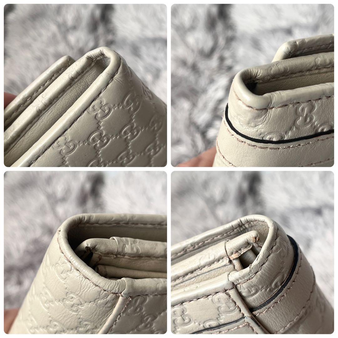 良品✨GUCCI マイクロシマ　ニース　長財布　ゴールド金具　ホワイトグレー