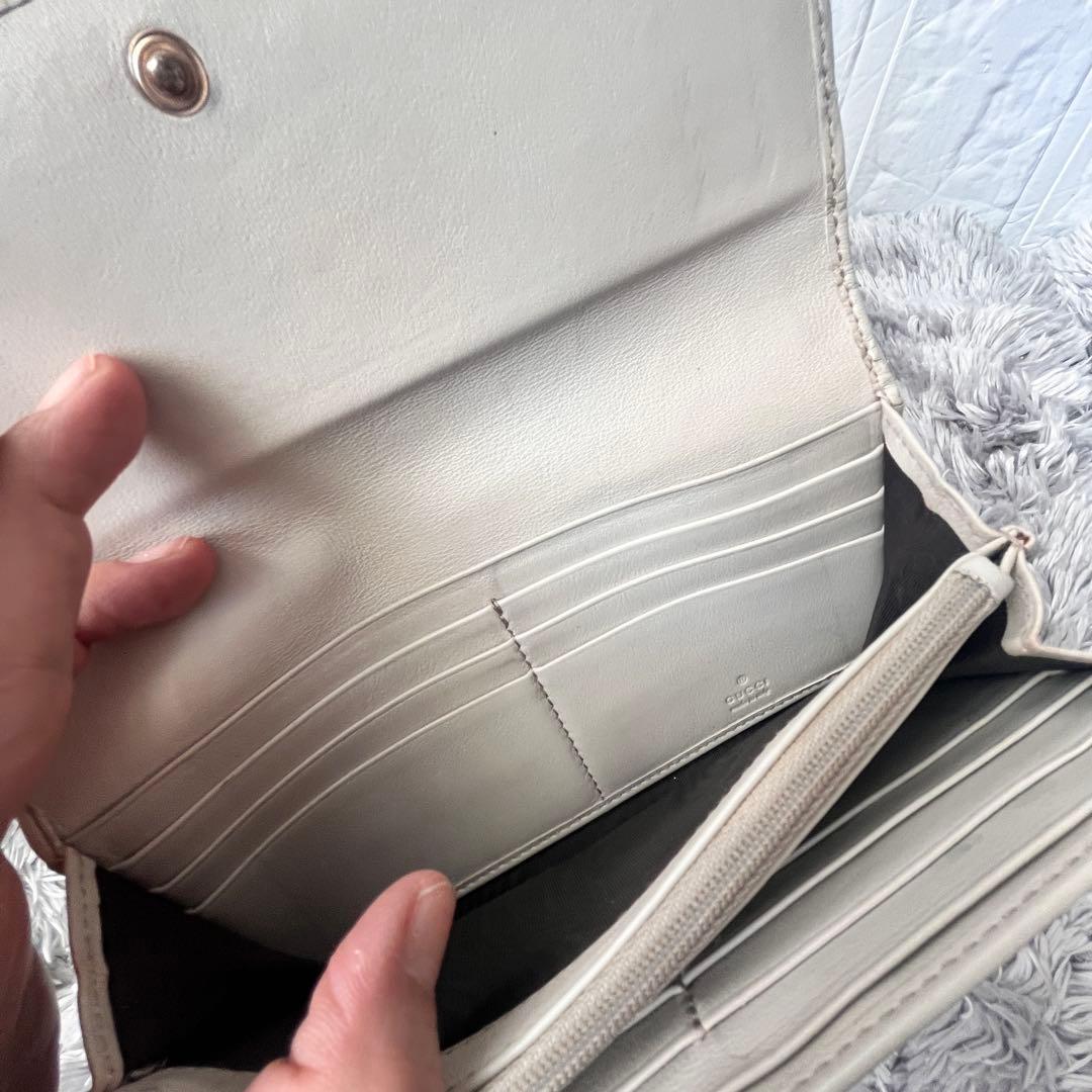 良品✨GUCCI マイクロシマ　ニース　長財布　ゴールド金具　ホワイトグレー