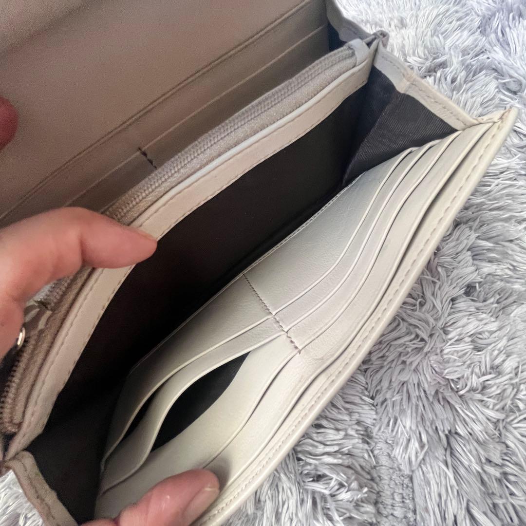 良品✨GUCCI マイクロシマ　ニース　長財布　ゴールド金具　ホワイトグレー