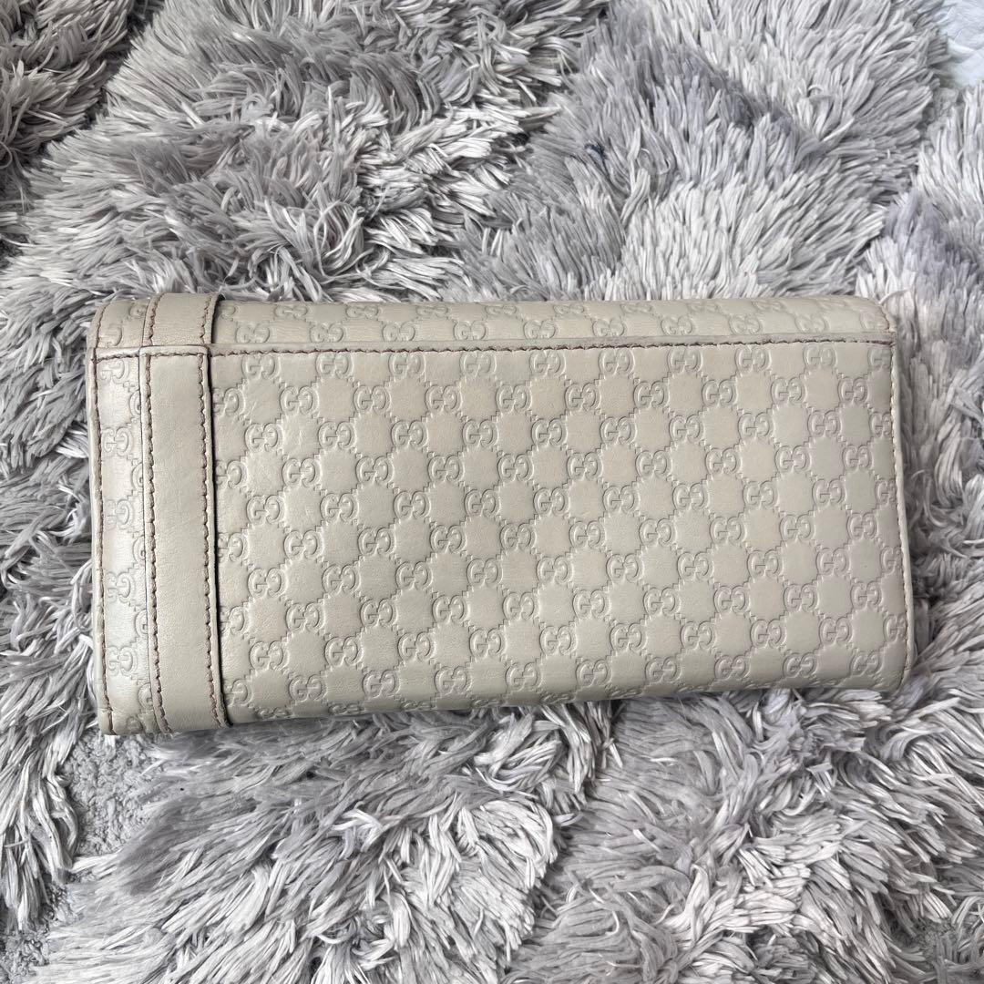 良品✨GUCCI マイクロシマ　ニース　長財布　ゴールド金具　ホワイトグレー