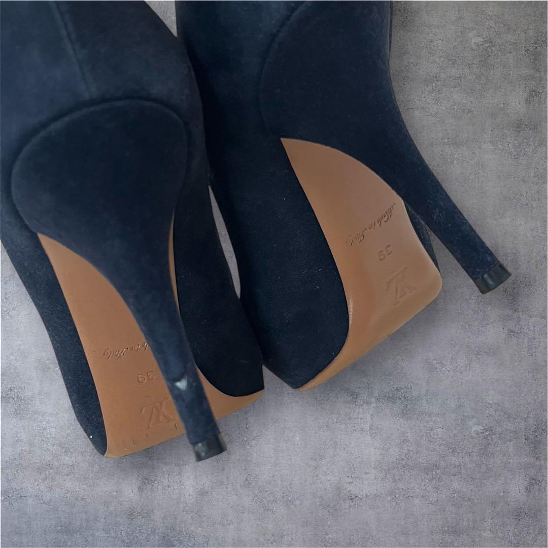 【希少】ルイヴィトン パンプス 39 スエード リボン ネイビー 高級