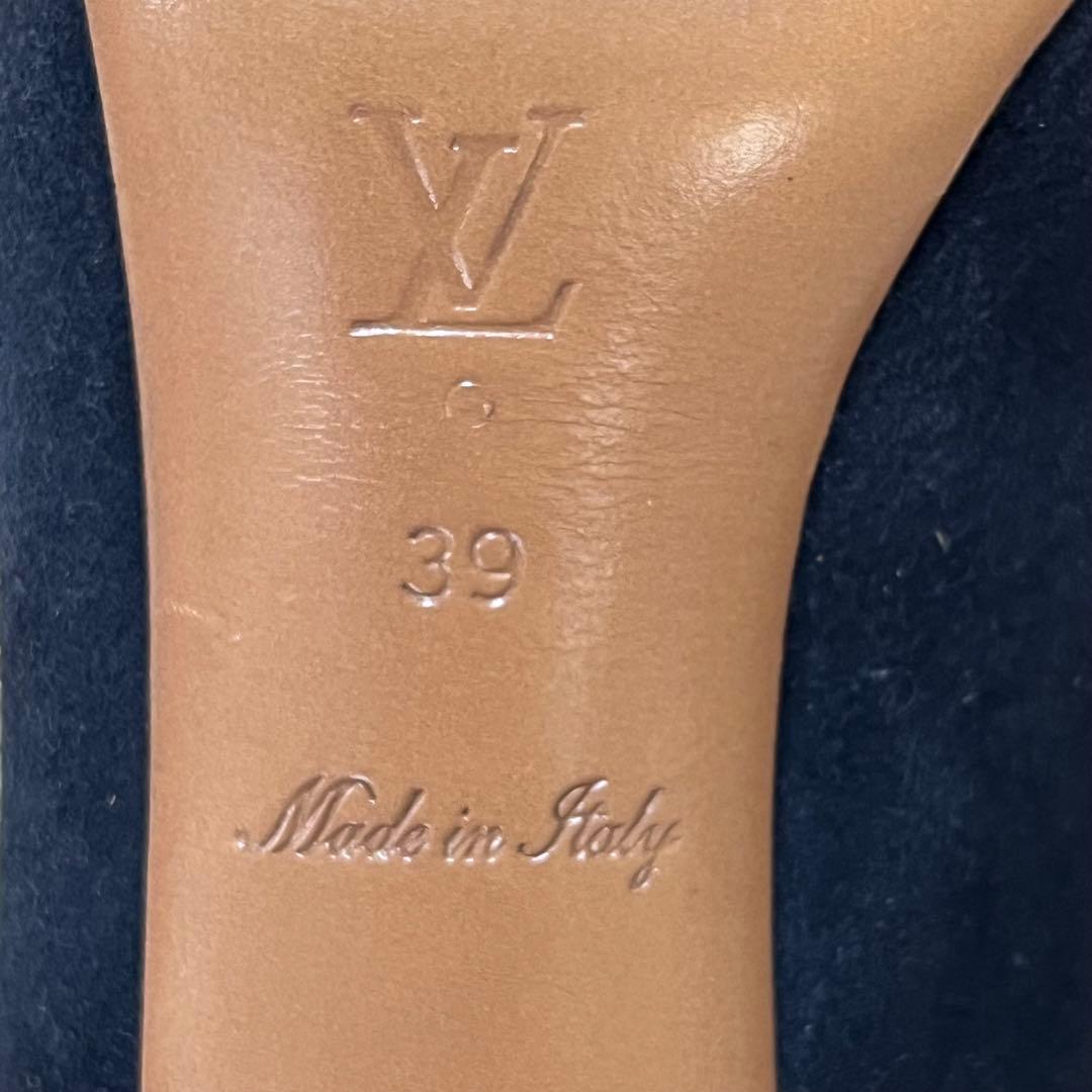 【希少】ルイヴィトン パンプス 39 スエード リボン ネイビー 高級