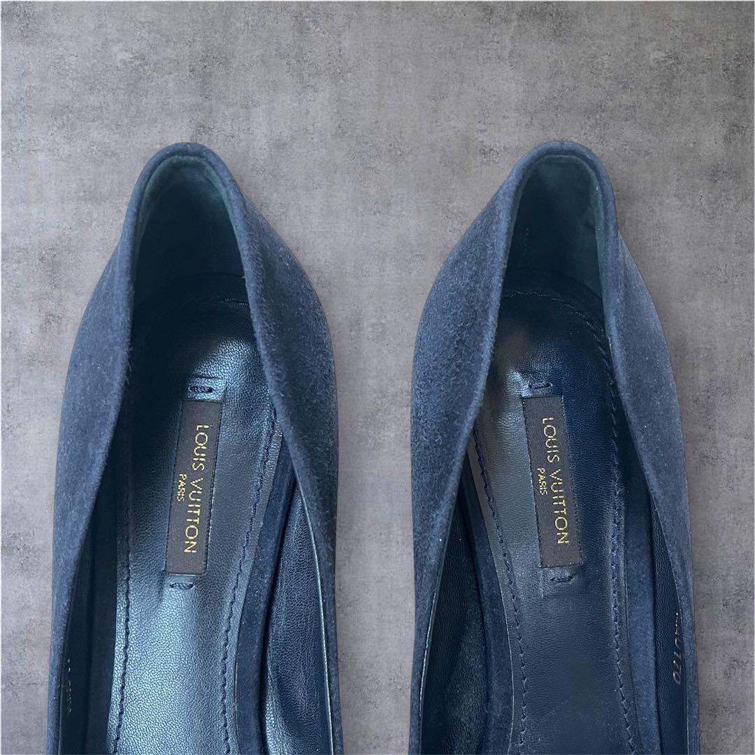 【希少】ルイヴィトン パンプス 39 スエード リボン ネイビー 高級