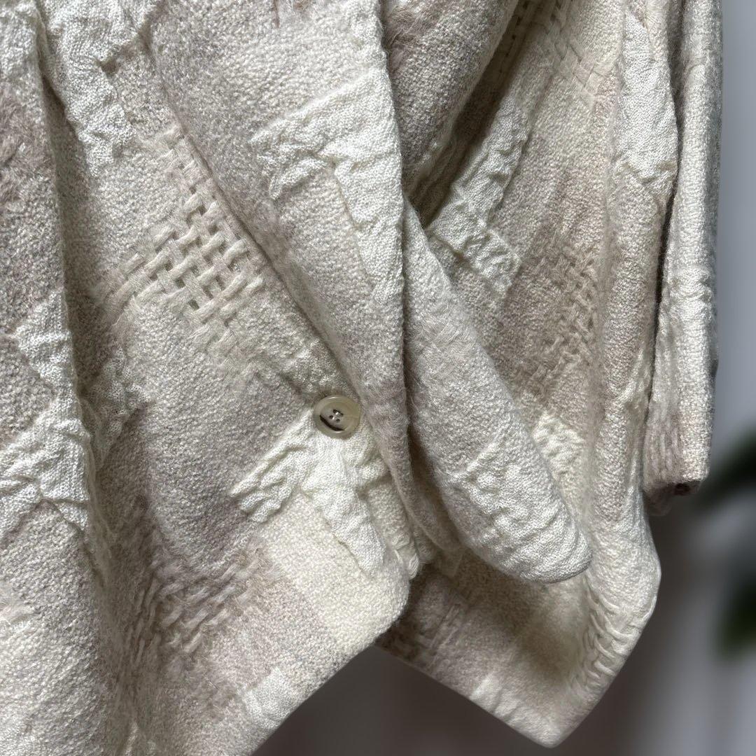 芽風 メフウ アシンメトリー ショートコート ボレロ アイボリー×ベージュ 38