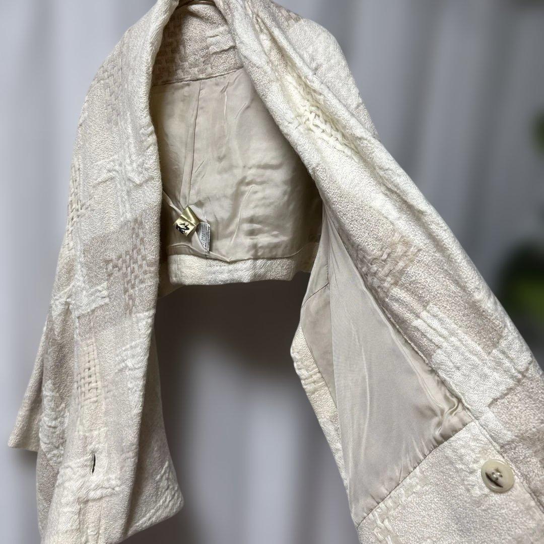 芽風 メフウ アシンメトリー ショートコート ボレロ アイボリー×ベージュ 38