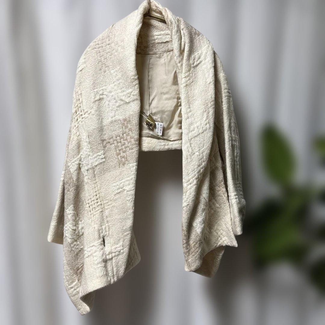 芽風 メフウ アシンメトリー ショートコート ボレロ アイボリー×ベージュ 38