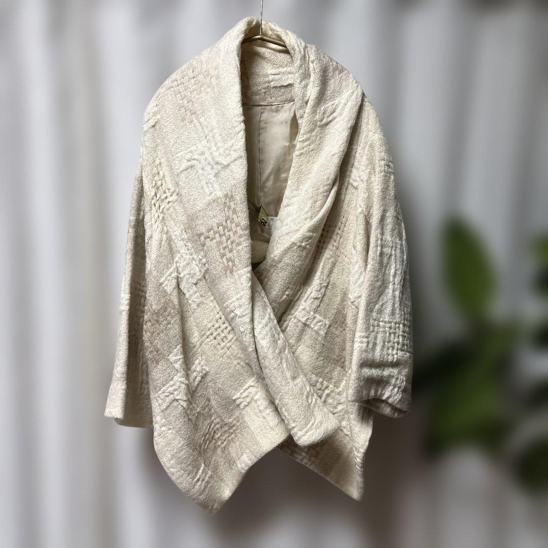 芽風 メフウ アシンメトリー ショートコート ボレロ アイボリー×ベージュ 38