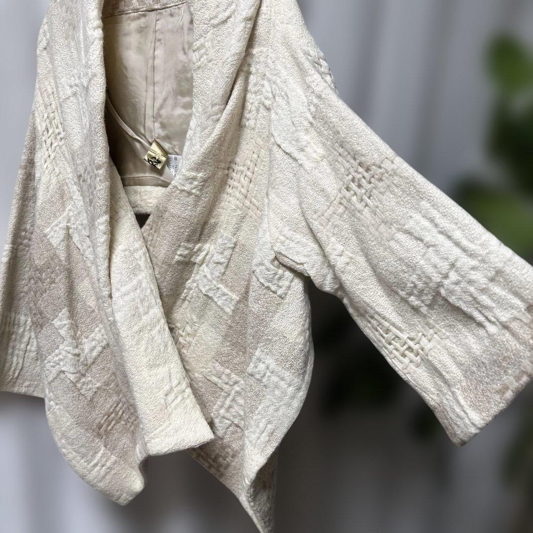 芽風 メフウ アシンメトリー ショートコート ボレロ アイボリー×ベージュ 38