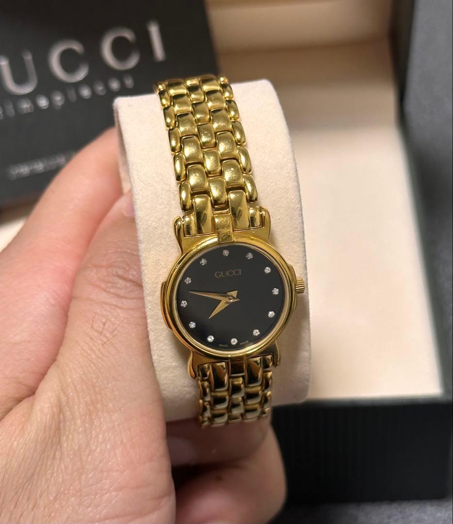 稼動 希少 GUCCI 腕時計 3400L レディース ゴールド 12Pダイヤ