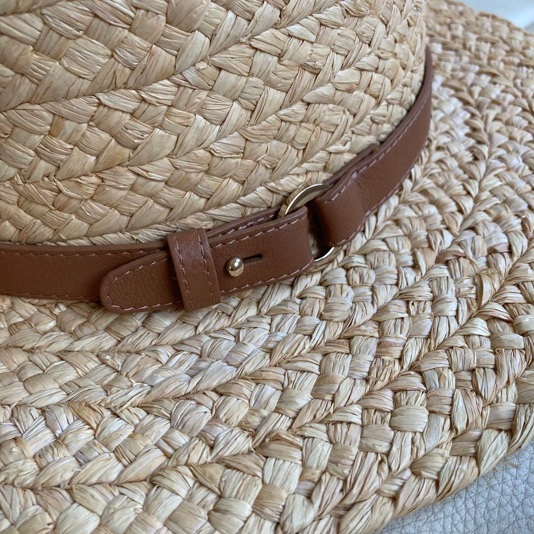 ヘレンカミンスキー ラフィアハット カンカン帽 キャサリン ストローハット 茶色