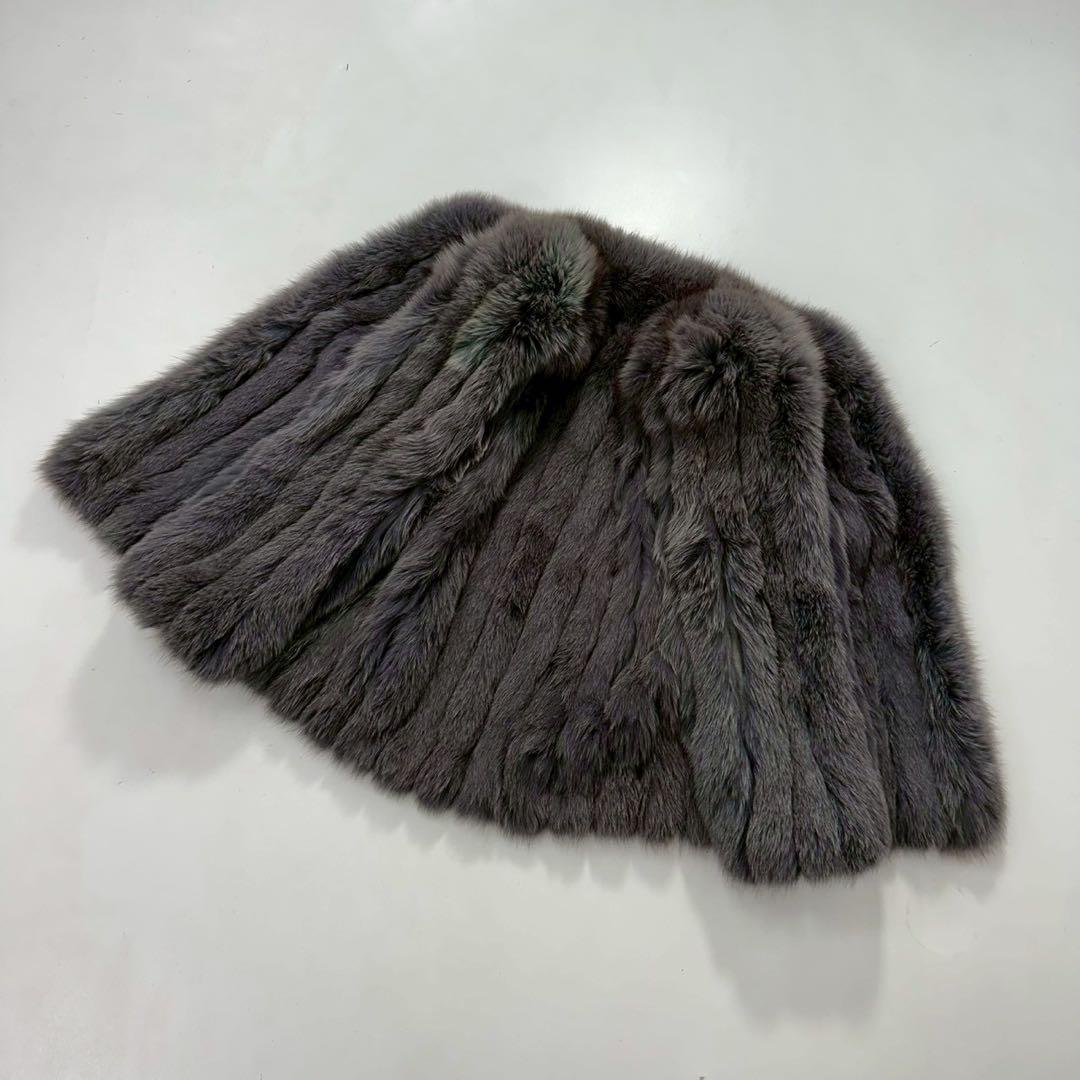ふわふわ◎ブルーフォックス ファーコート グレー 染め 本毛皮　青狐　レディース