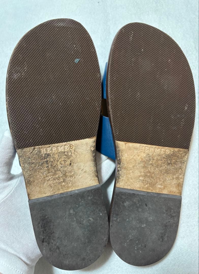 値下げ　HERMES エルメス イズミール メンズサンダル ネイビー 紺