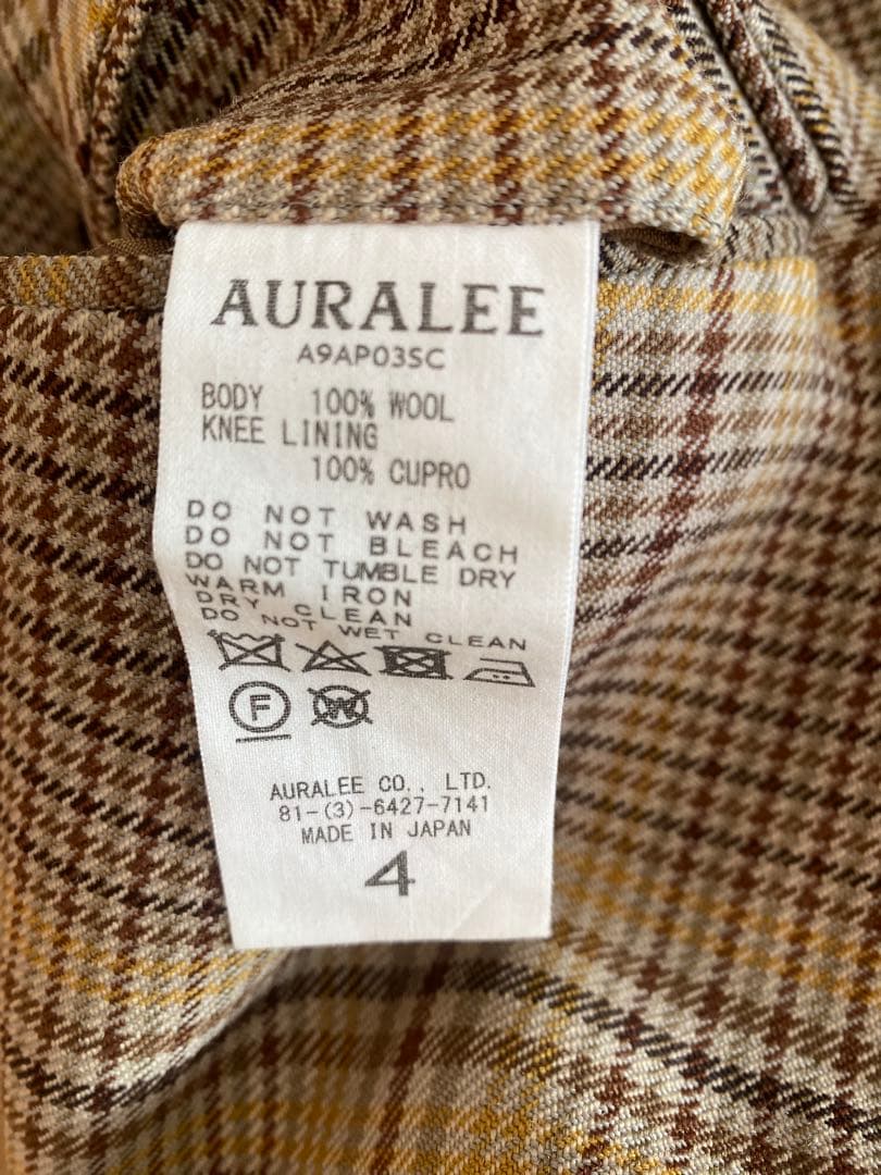 AURALEE スラックス スリムフィット チェック柄 オーラリー
