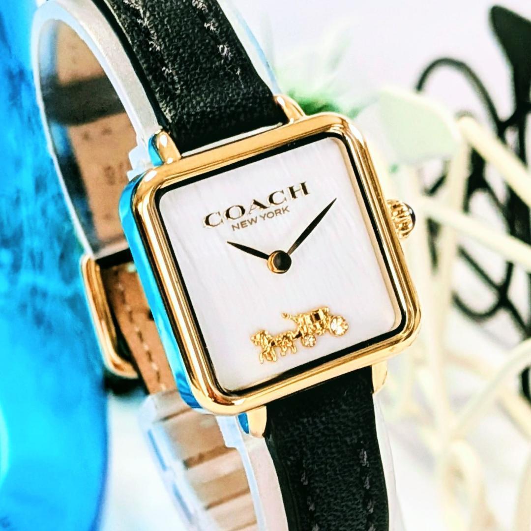 美品 COACHコーチ レディース腕時計ホワイト クリスタル キュート レトロ感