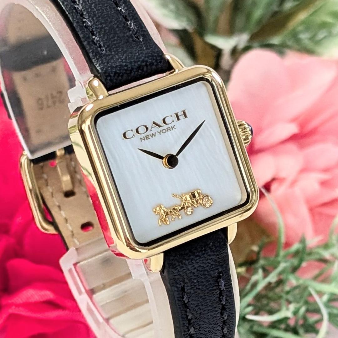 美品 COACHコーチ レディース腕時計ホワイト クリスタル キュート レトロ感