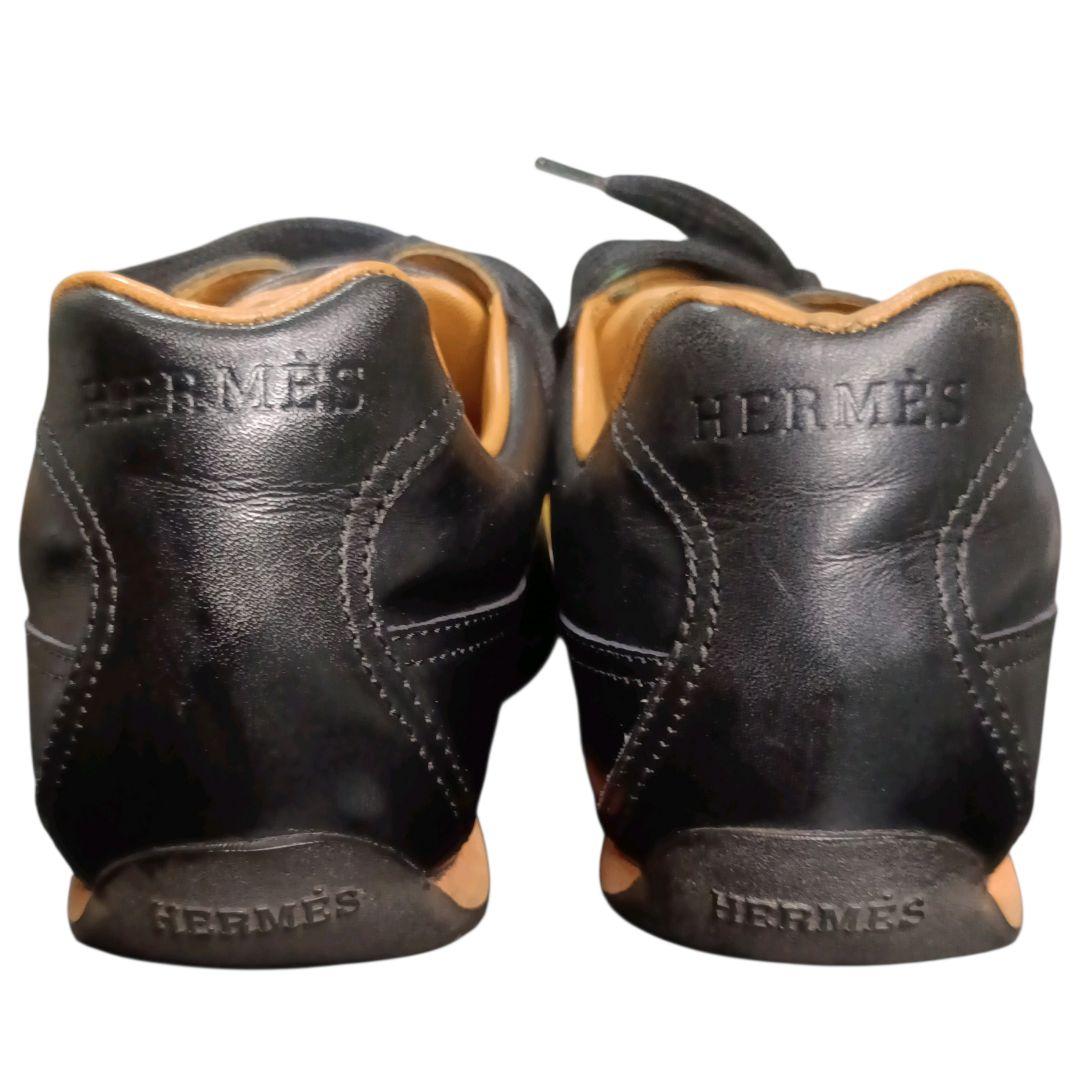 現行ロゴ✨HERMES Hロゴ クイック レザースニーカー 黒