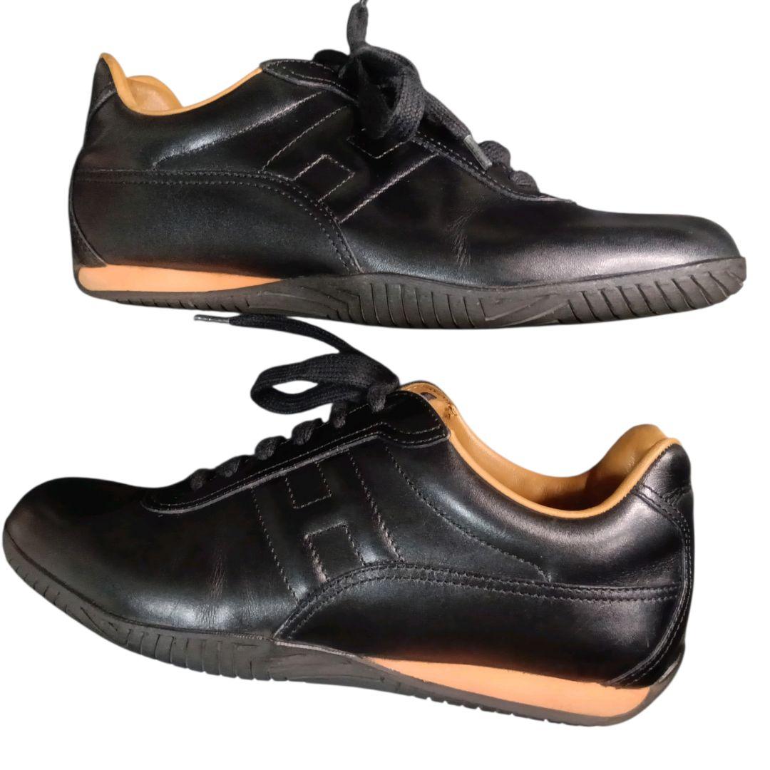 現行ロゴ✨HERMES Hロゴ クイック レザースニーカー 黒