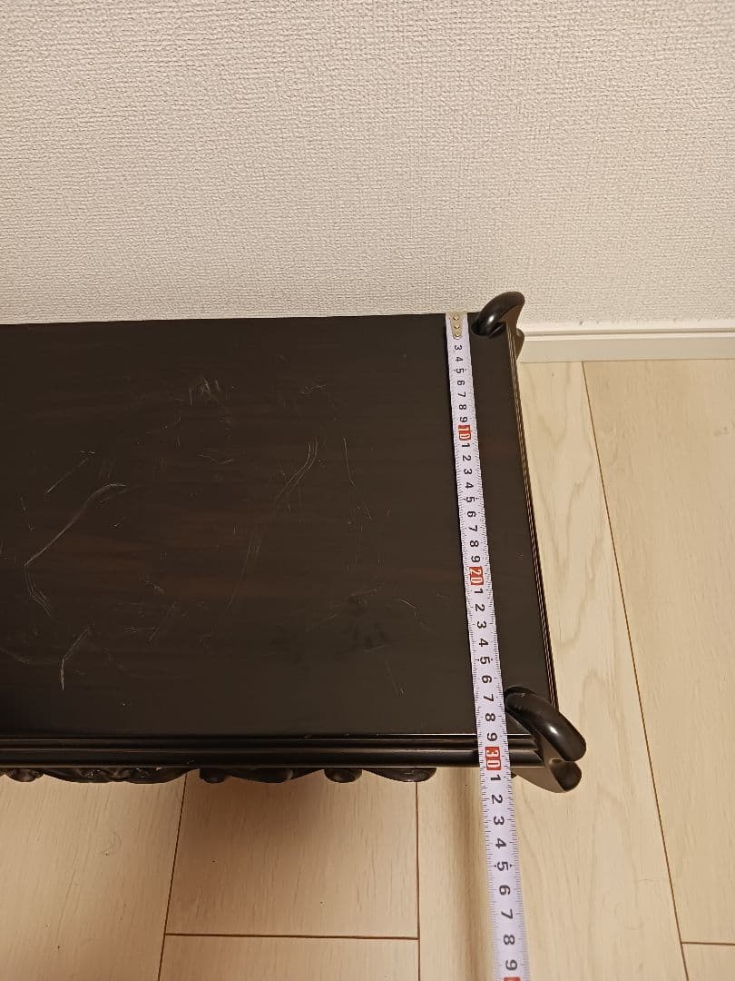 黒檀　唐木　透かし彫り　盆栽台　飾台　花台　香炉台　平卓　中国美術