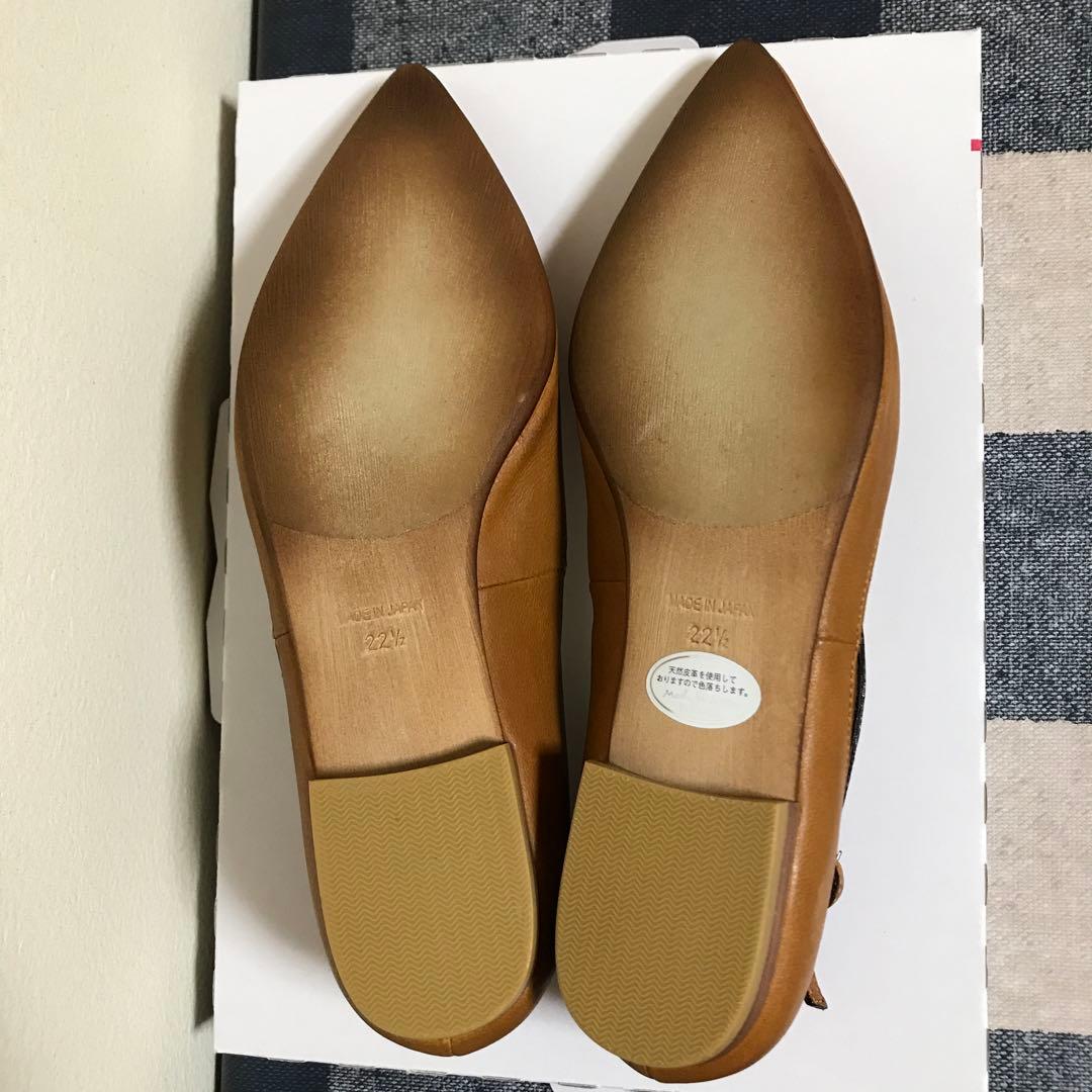 ラボキゴシワークス　ポインテッドトゥシューズ　キャメル