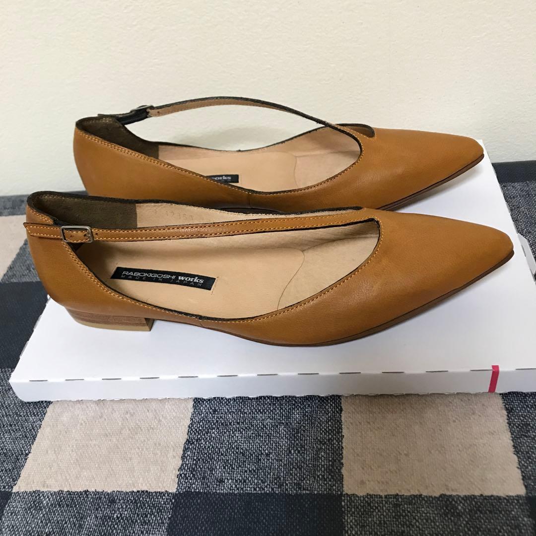 ラボキゴシワークス　ポインテッドトゥシューズ　キャメル