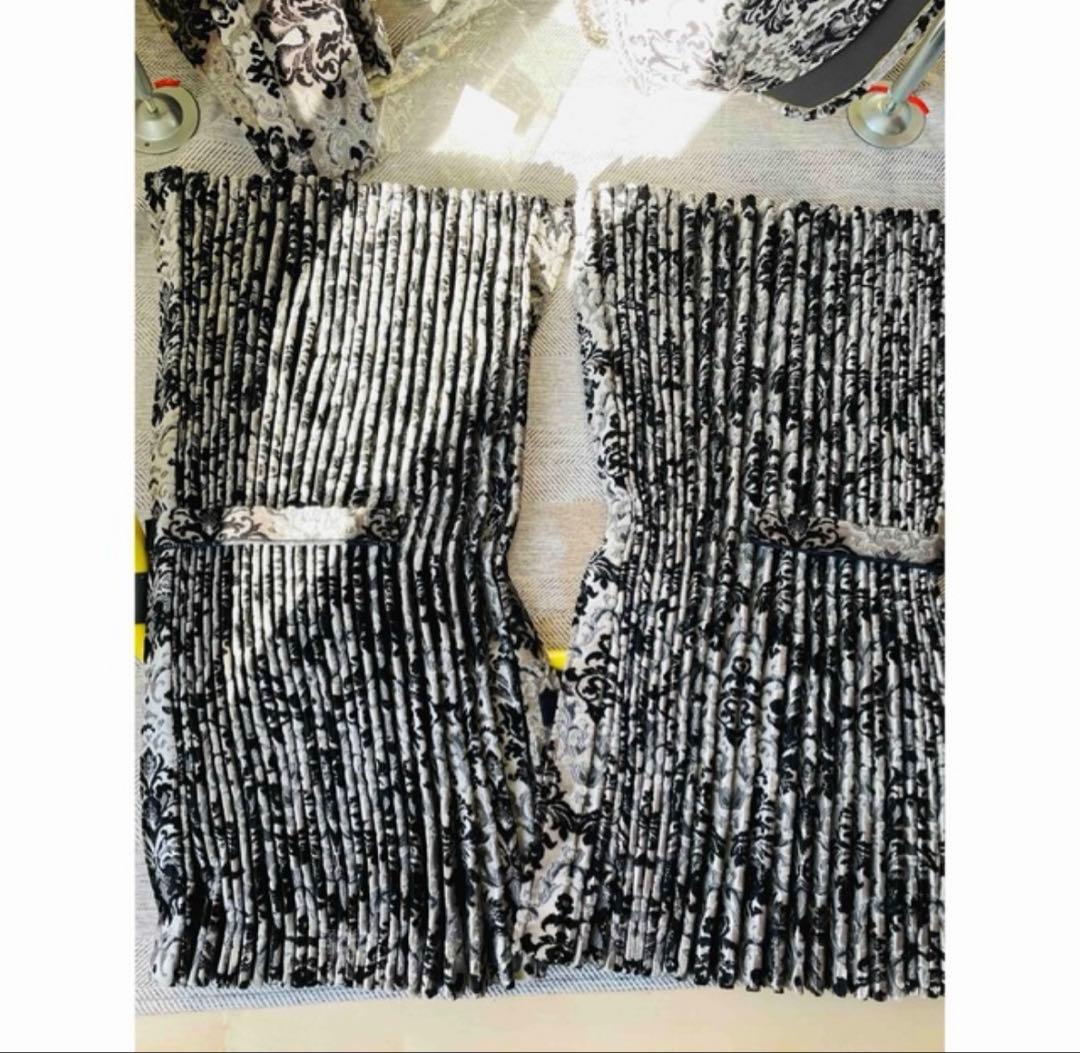 【値下中】金華山 仮眠カーテン 縦模様 王朝 裏黒樹脂加工付きトラック内装パーツ