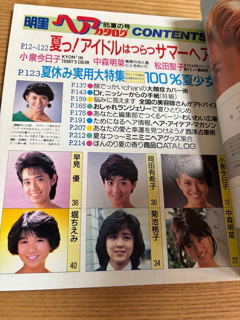明星ヘアカタログ 85年夏の号　小泉今日子　中森明菜　中山美穂　松田聖子