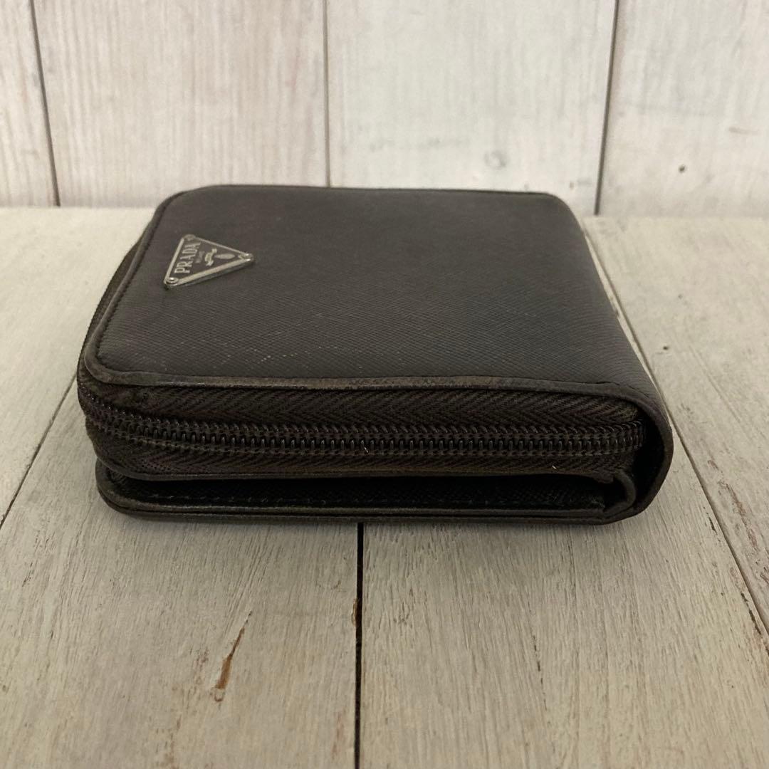 PRADA プラダ 折り財布 サフィアーノ ラウンドファスナー ダークブラウン
