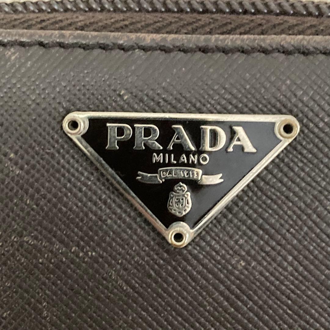 PRADA プラダ 折り財布 サフィアーノ ラウンドファスナー ダークブラウン